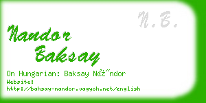 nandor baksay business card